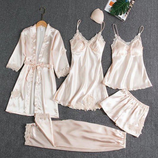 š„BUY 2 FREE SHIPPING & GET 10% OFFš„Blushy Silk 5 Piece Pajama Set